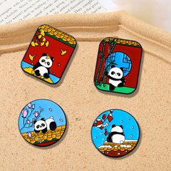 中國風熊貓徽章胸針故宮系列可愛熊貓竹子卡通胸針旅遊配胸章