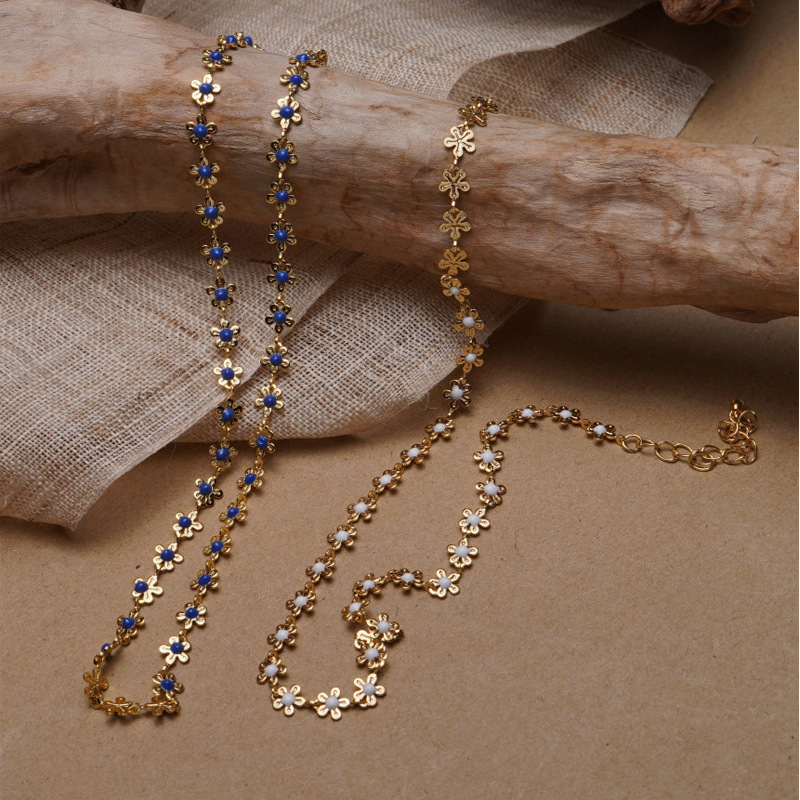 Elegant Einfacher Stil Blume Kupfer Emaille Überzug Vergoldet Halskette display picture 5