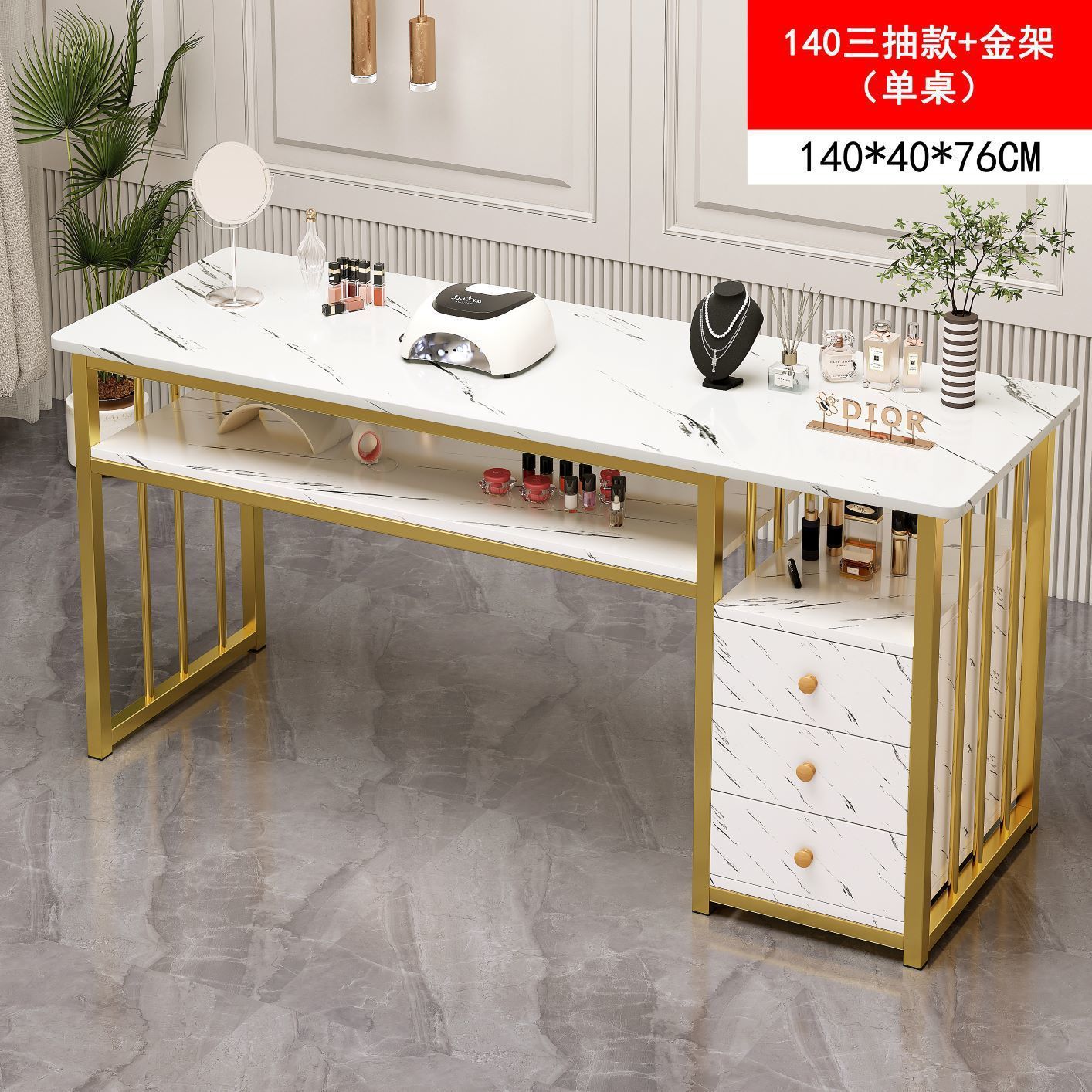 Eryouwei mármol red manicure ligera de lujo mesa japonesa simple mesa de manicure mesa y silla conjunto de imitación de doble