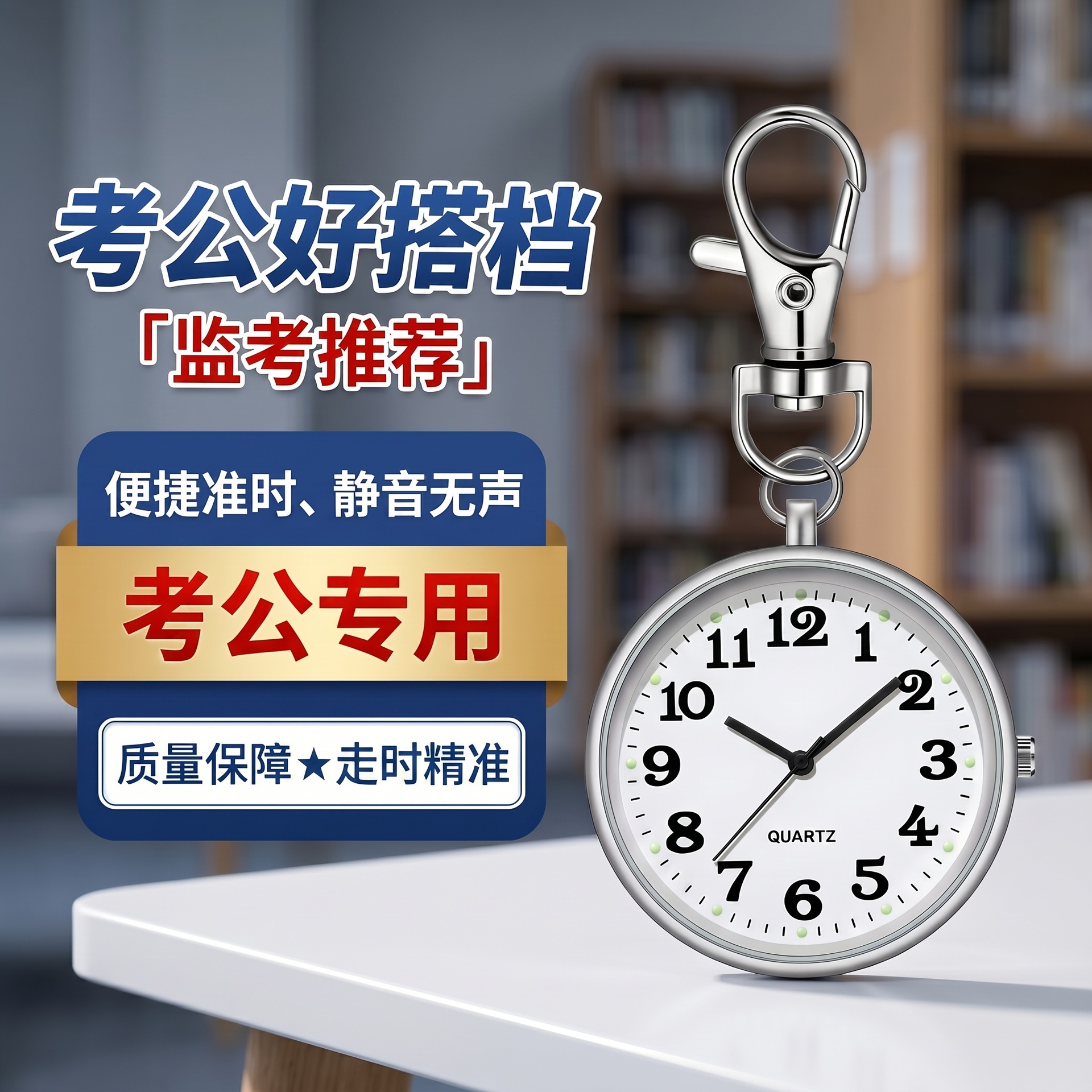 厂家直销考试专用怀表清晰大数字面老人儿童学生钥匙扣挂表护士表