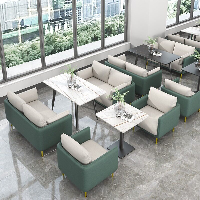 Rest Area Negotiation Combination Sofa Set, Dessert Table and Chairs, Milk Tea Tea House Reception, Dining Booth, Leisure Rest Area, Coffee
