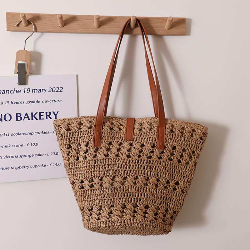 One-piece Drop-shipping Hollow Single-shoulder Straw Bag,Versatile Straw Bag Woven Bag,Vacation Style Beach Bag,Simple Women's Bag