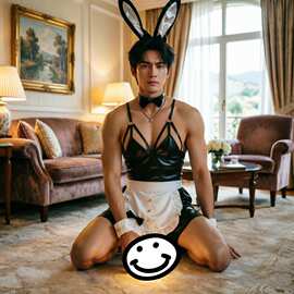 跨境男士漆皮兔子套装角色扮演情趣内衣派对主题男GAY伪娘穿搭