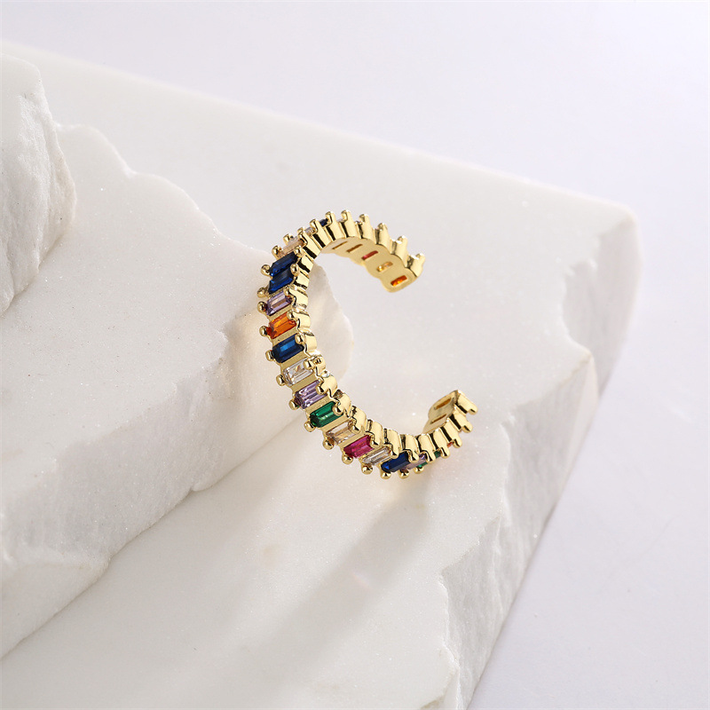 Lady Geometric Copper Gold Plated Zircon Rings 1 Piece