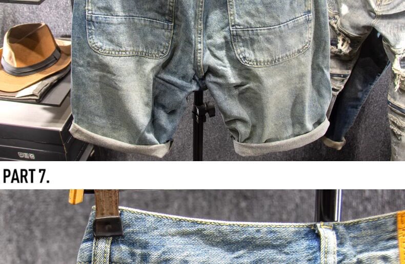 Men's Trendy Multi Pocket Cargo Denim Shorts Summer Style Loose Wide Leg Casual Cropped Pants_mkmklike.com