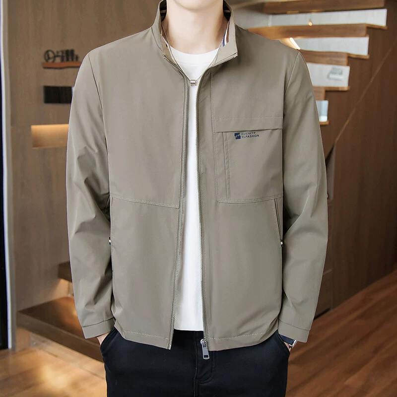 Осенний новый простой воротник повседневная модная куртка мужской дикий топ