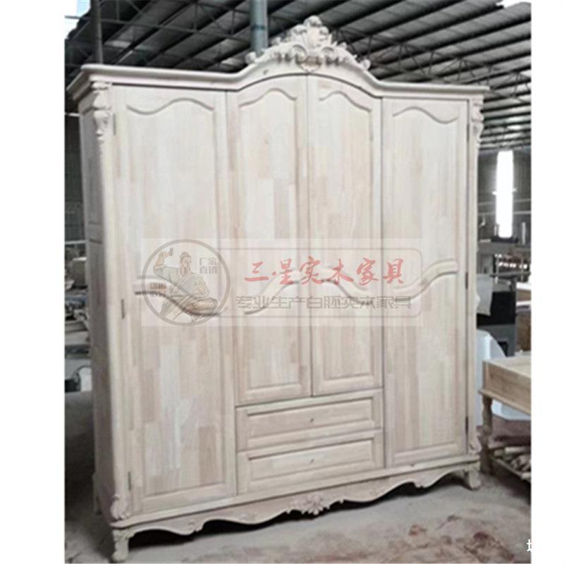 Bulk White Furniture Economical Furniture Wardrobe Wardrobe Commercial Bedroom European Style White Four-Door Storage Bulk