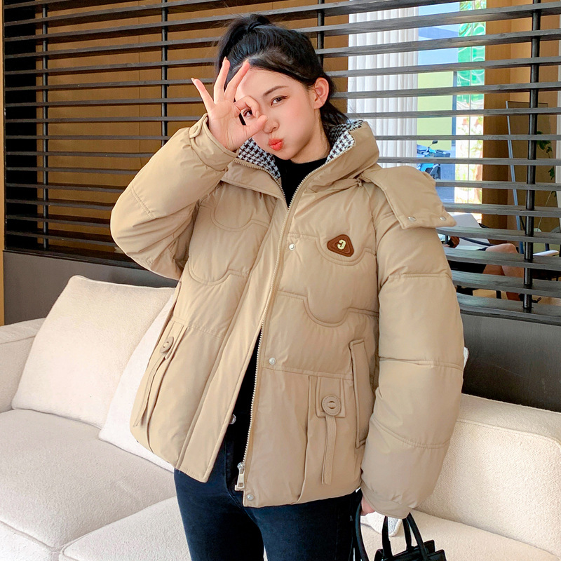 Transfronterizo corto de algodón mujer 2024 invierno nuevo encapuchado desmontable chaqueta de algodón de pluma casuales suelta chaqueta de algodón gruesa image 9