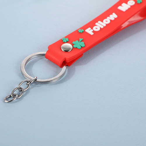 Creative cartoon leather rope keychain PVC with keychain soft plastic doll accessories luggage mobile phone case decorative pendant