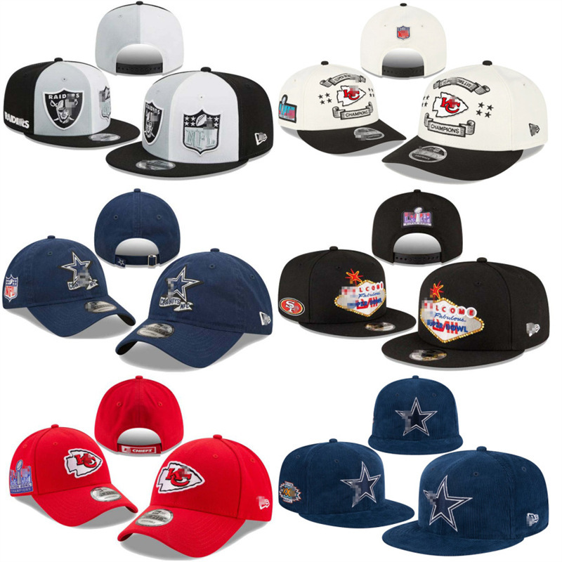 Cross-Border New Nfl Football Caps for Men and Women Embroidered Peaked Caps Outdoor Sun Protection Caps American Hip-Hop Flat-Brimmed Hats