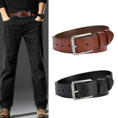 Men's genuine belt pin buckle men's retro cowhide belt high-end men's simple casual pants belt wholesale factory direct sale