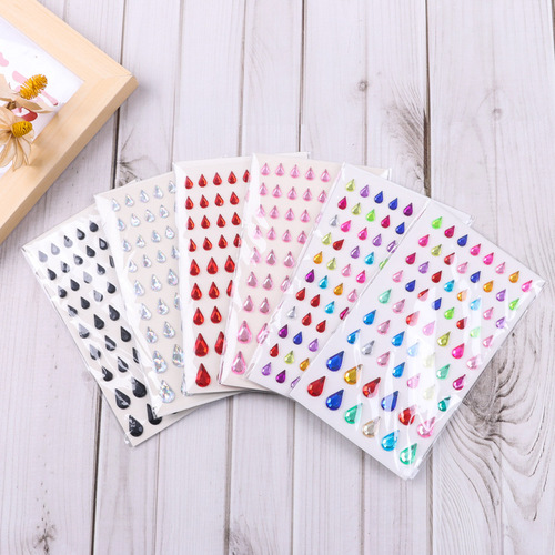 Multi-color optional new DIY water drop-shaped acrylic transparent eye tail teardrop personalized makeup decorative gem diamond stickers