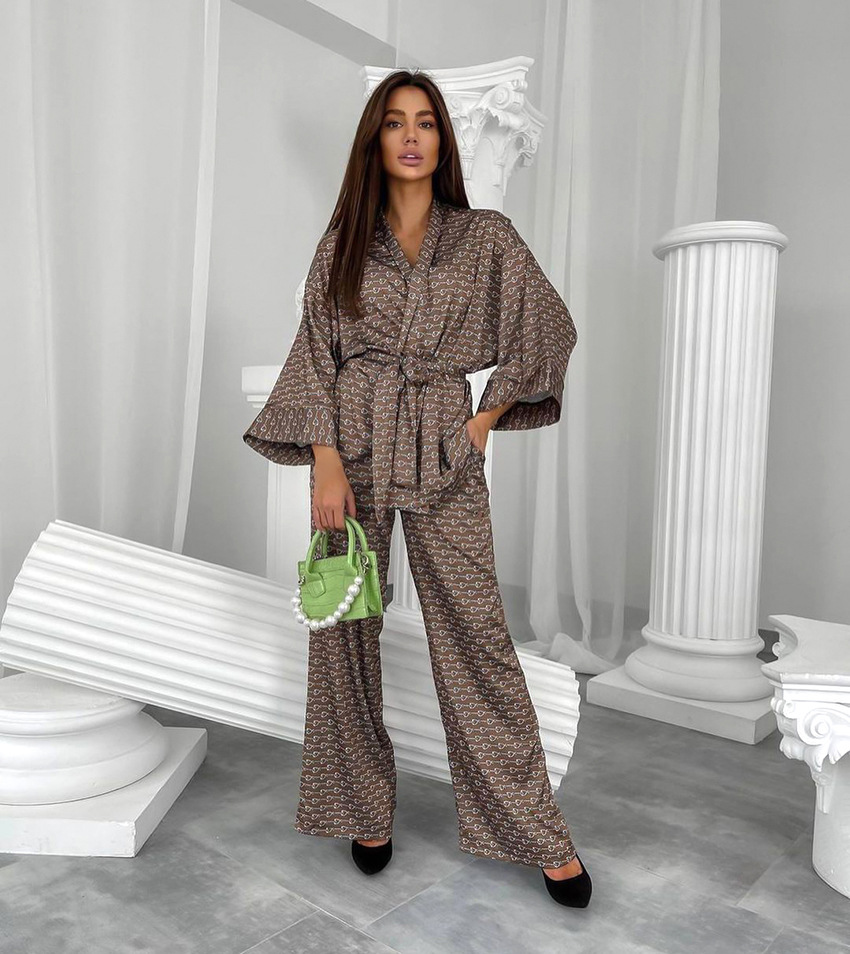 322g Weight Long Sleeve Sleeve Length Pajamas Lingerie Type Polyester Fabric Type Regular Top Length Pants Sets Sets Type 2 Pieces Set Quantity Home, Outdoor, Daily Occasion V Neck Neckline Breathable Function Regular Fit Fit Type Printing Pattern Winter, Summer, Spring Season Women's Gender Vintage Style Style Home Outdoor Daily Women's Vintage Style Printing Polyester Pants Sets Pajama Sets 15