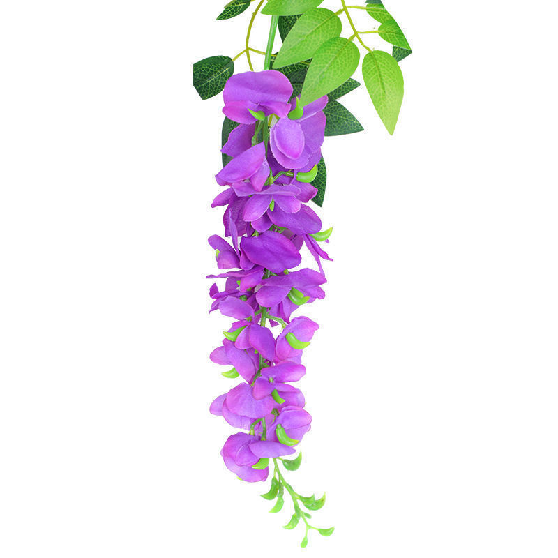 Wisteria flores falsas vinas enrolladas techo decoración de boda interior sala de estar flores de plástico vinas plantas de vid