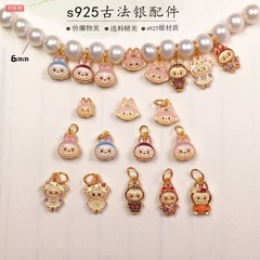 s925 シルバーゴールドメッキバーニングブルーラブアクセサリー diy ブレスレットネックレスビーズ手織りロープアクセサリースターリングシルバー