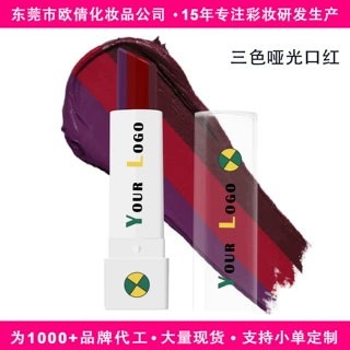跨境专供个性彩妆深圳工厂无LOGO可定制不沾杯不掉色三色哑光口红