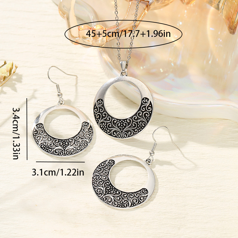 1 conjunto de estilo nacional popular transfronterizo metal circular con collar de bordas pendientes joyerías retro europeas y estadounidenses al por mayor image 5