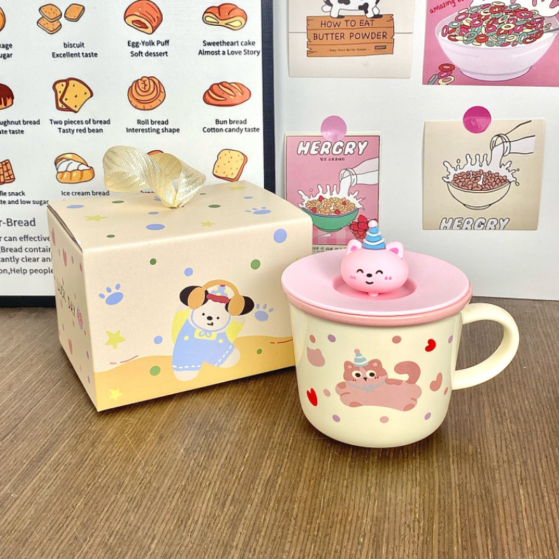 Ins adorable perro taza de cerámica de alto valor de visualización copas de agua regalo de cumpleaños copas de regalo de oficina