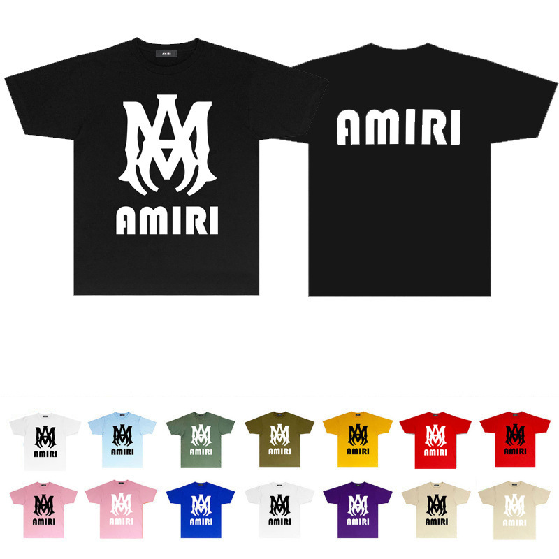 Cross-Border Wholesale Trendy Brand Ami Short-Sleeved T-Shirt Printed Round Neck Letters for Men and Women Fashion Loose Casual Half-Sleeve