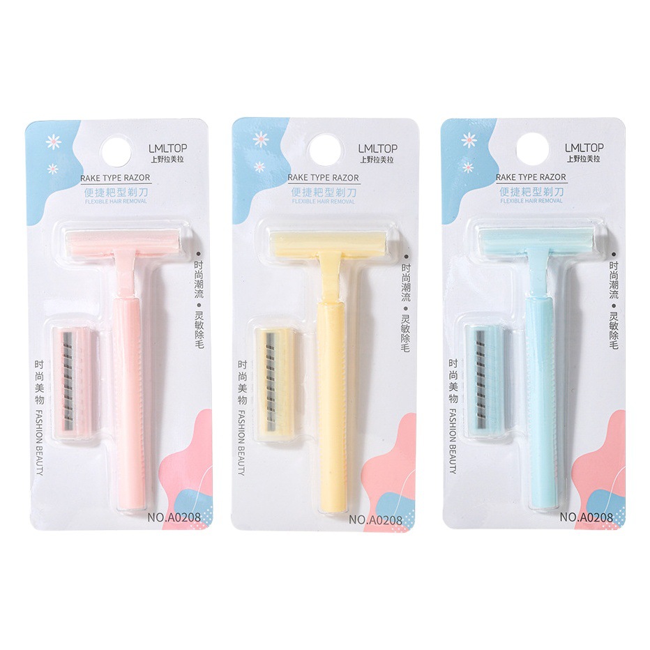 Maquinilla de afeitar de doble hoja LMLTOP para mujer, para afeitar el vello de axilas y piernas, incluye 1 cabezal de cuchilla A0208.