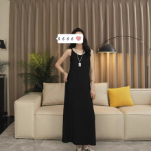 新款法式吊带连衣裙韩版显瘦气质长裙垂感无袖纯色宽松时尚简约女