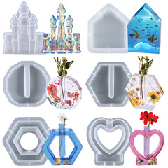 34-piece Resin Droplet Mold Test Tube Vase Planter Flower Pot Castle House Ornament Display Stand Silicone Mold DIY