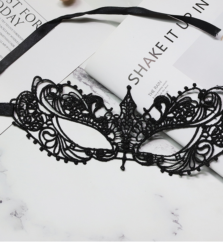 Lace Eye Mask for Adults, Black Sponge Blindfold, Couple Dress-Up Prop — detail image 10