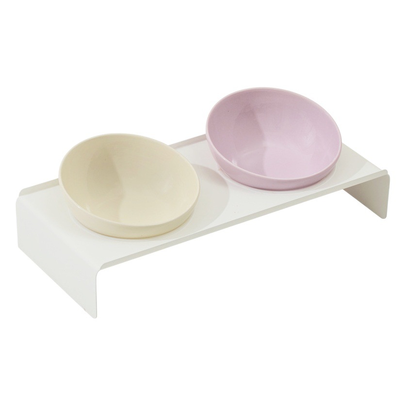 Tazón biselado de cerámica tazón de gato para mascotas tazón de gato tazón de perro tazón de bebida tazón de comida doble tazón antidetonantes protección del cuello