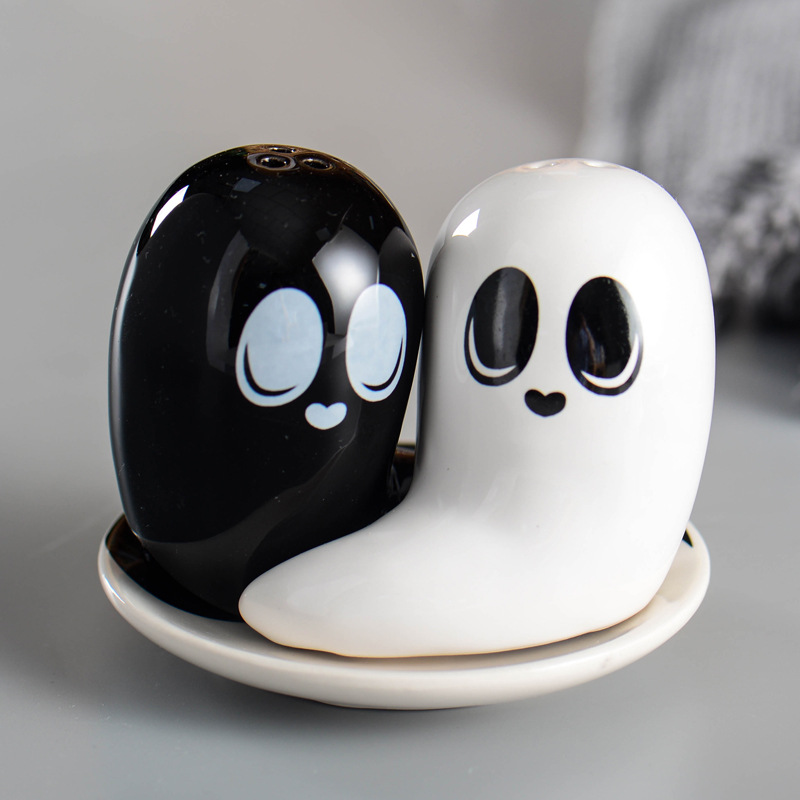 Cocina de Halloween botella de pimienta de cerámica botella de sal frasco de condimento Taiji SP grupo esparcidor creativo botella de sal botella de pimienta
