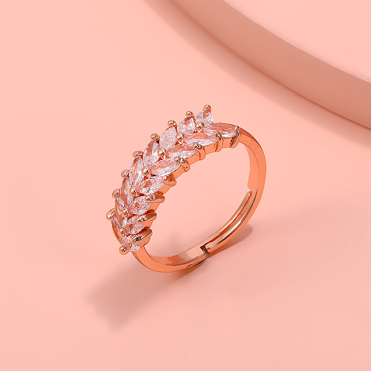 copper inlaid Zircon Butterfly star leaf Opening Ring