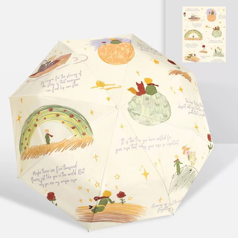 Durable cartoon automatic umbrella solar-powered for students, sun protection