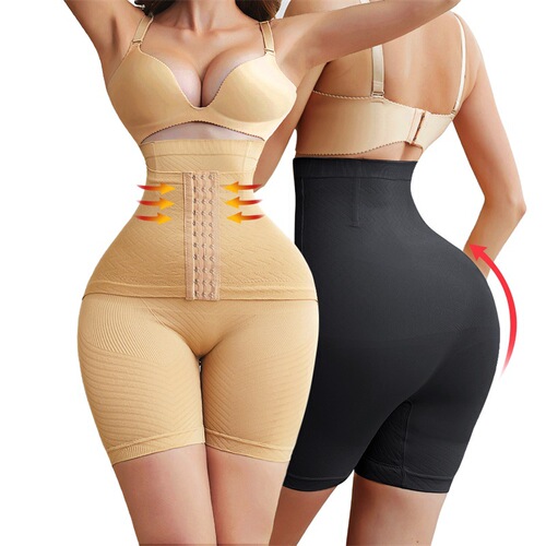 Women's New Seamless Abdominal Cinching Pants High-Waisted Postpartum Repair Shaping Pants Abdominal Cinching, Button Shaping Flat-Bottom Underwear