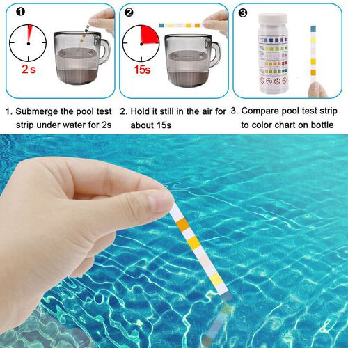 Spring Water Pool 5-in-1 Test Strips - Residual Chlorine, pH, Alkalinity, and Hardness Tester - 1 Bottle (50 Test Strips)