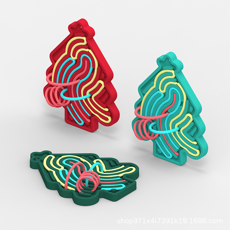 Amazon venta caliente de placas sensoriales de Navidad árbol de silicona material versión descomprimida puzzle niños regalos de Navidad al por mayor