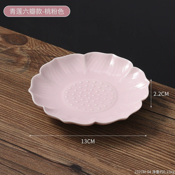 Green Lotus Six Petals-Peach Pink