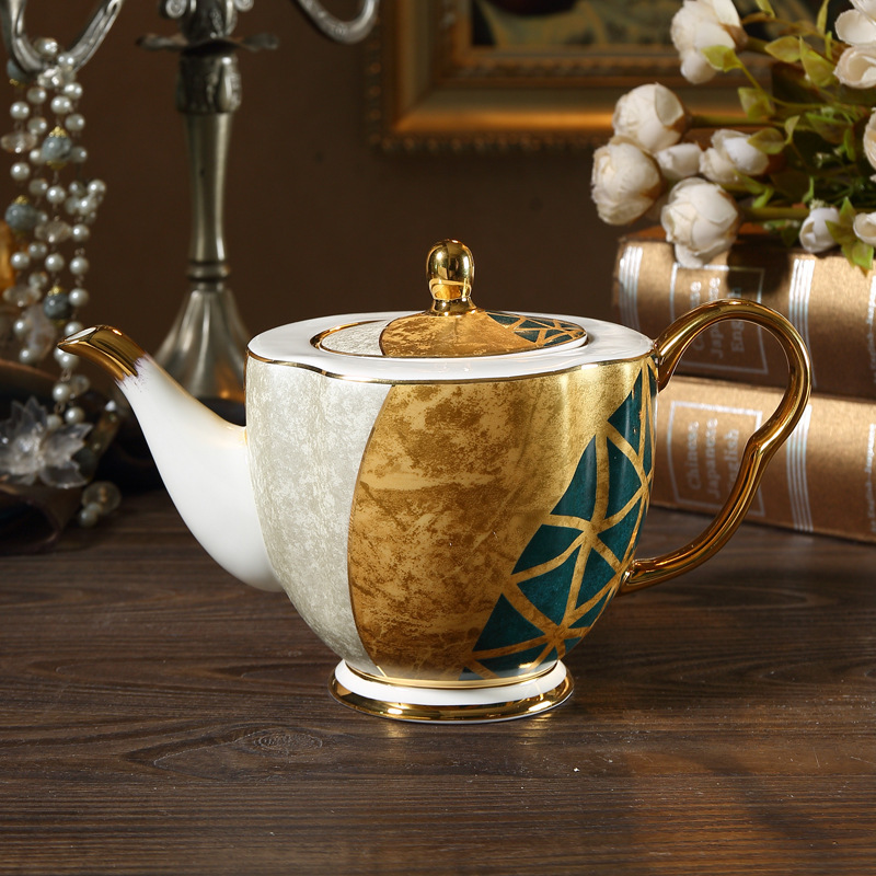 European Style Small Luxury Household Bone China Coffee Pot Tea Pot Ceramic Large Single Pot Flower Tea Pot Tea Pot with Filter