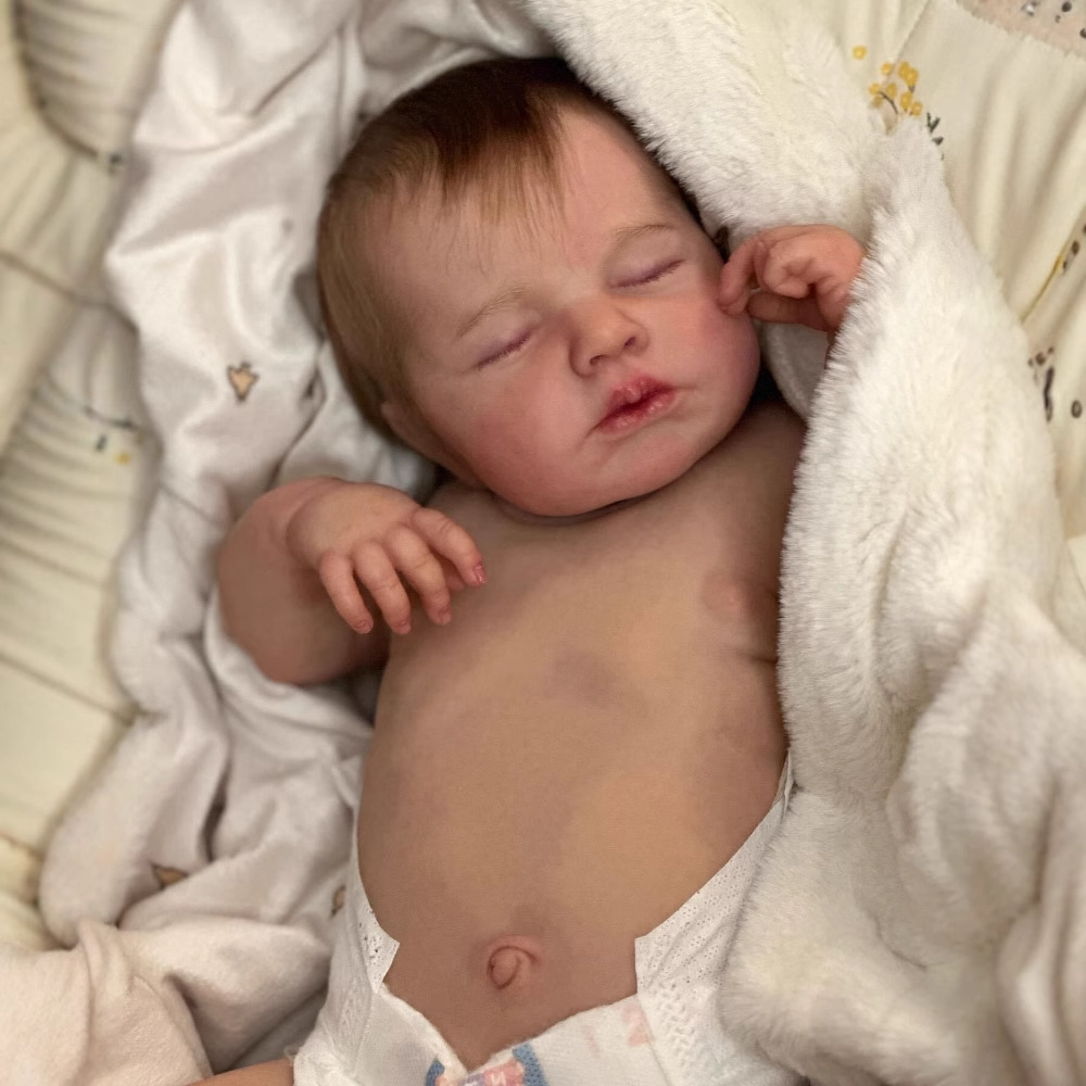 Muñeca bebé realista de 49 cm, LouLou, con piel 3D, cuerpo lavable, transfronteriza.