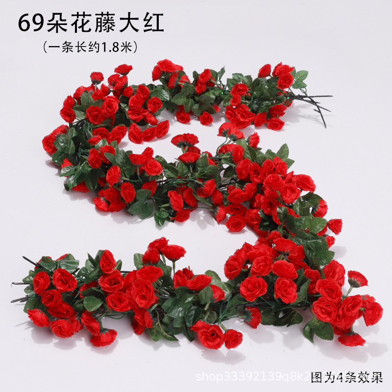 Boda flor artificial Rosa ratán flor artificial cama cabeza flor pared colgante hogar Decoración de la boda vid al por mayor