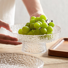 玻璃网红盘轻奢高脚零食水果盘北欧ins风家用客厅茶几盘厂果盘风
