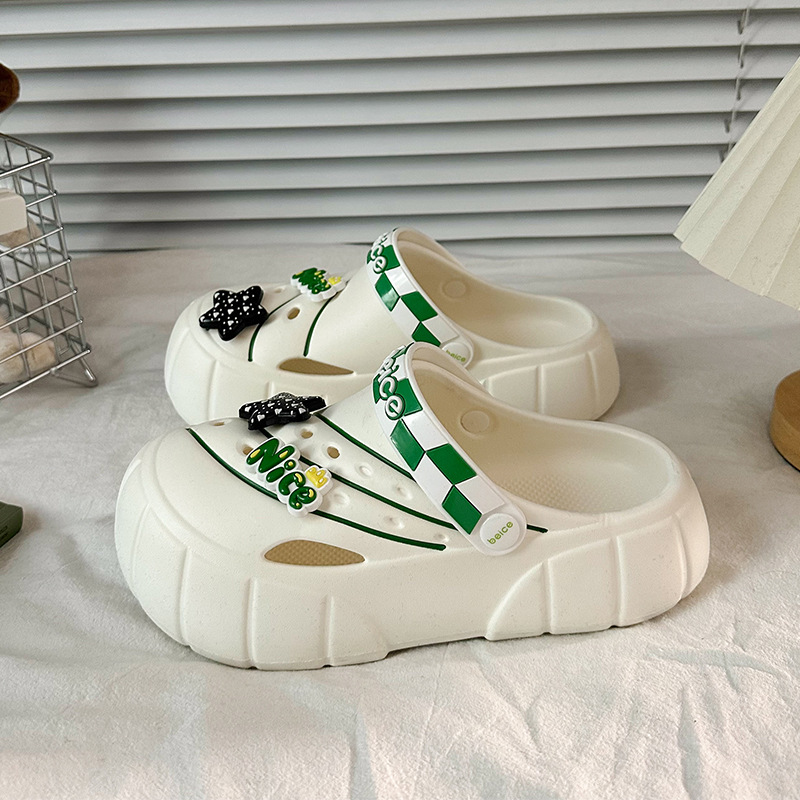 Summer Thick-Soled Croc Shoes Women's Summer Outerwear Seaside Beach Eva Cute Baotou Sandals