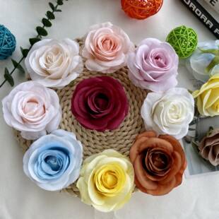 Factory direct selling round -headed rose simulation flower wedding flower background wall decoration flower arrangement foreign trade wholesale fake flowers
