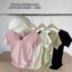 Ice cream pleated bubble slimming seamless V-neck short sleeve sports fixed coaster yoga clothes fitness top for women