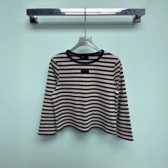 25春夏 Nanyou オートクチュール ワッフル先染めストライプ スリム長袖Tシャツ ベースレイヤー