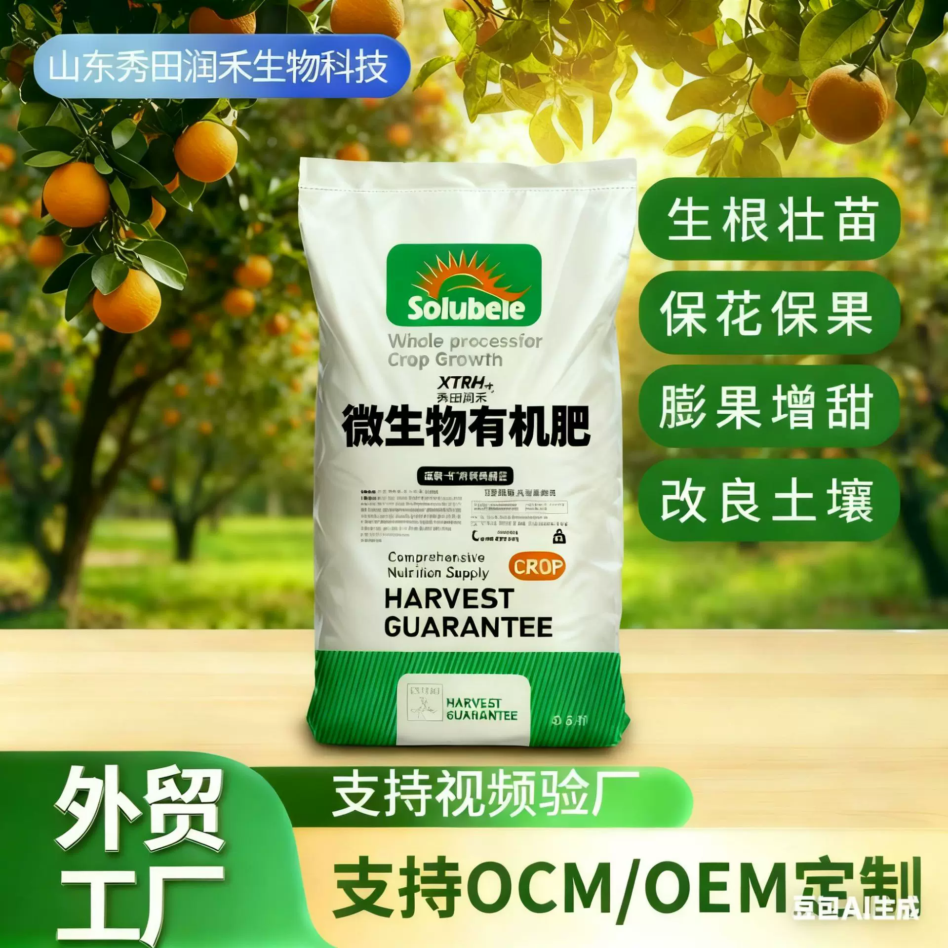 外贸出口定制微生物有机肥微生物菌剂哈茨木霉菌枯草芽孢杆菌肥料