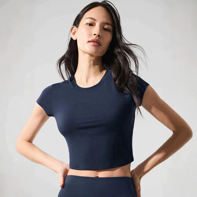 Authentic original AIO sports training yoga short-sleeve T-shirt for women, summer inner layer, cropped top