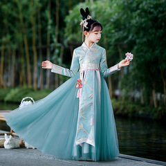 Little Girl Ancient Style Ethereal Hanfu 2024 Spring Children's Chinese Style Tang Suit Ruqun Hanfu Dress with Long Sleeves