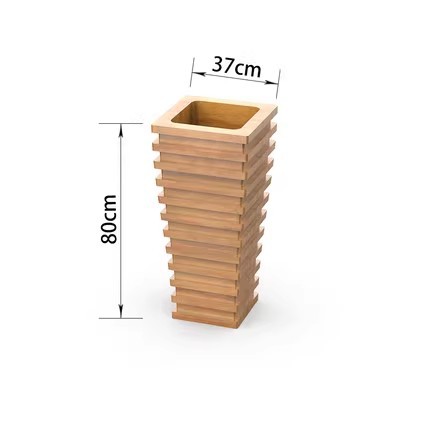 Creatividad al aire libre imitación de madera sólida fibra de vidrio taburete de ocio centro comercial hotel oficina oficina oficina sala de ventas asiento combinación de maceta