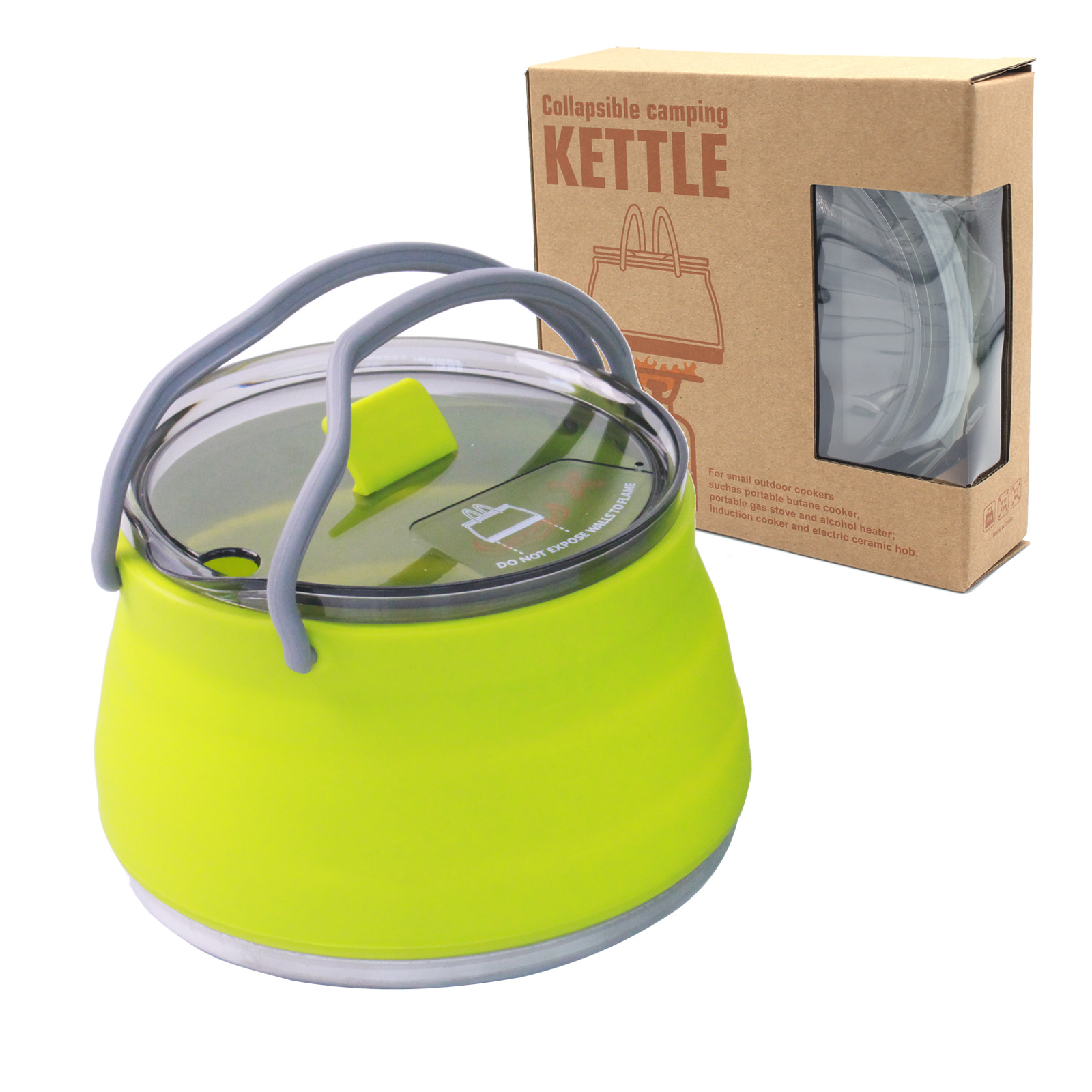 Portátil de silicona plegable hervidor auto-conducción viajes al aire libre camping hervidor plegable mini olla hirviendo