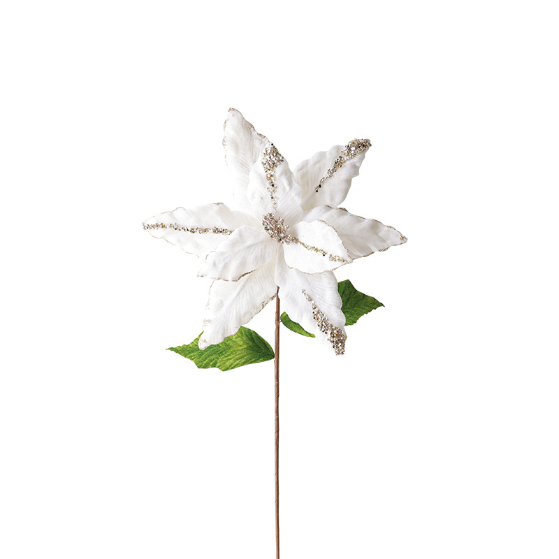 Nuevas flores de Navidad blancas grandes transfronterizas decoraciones de Navidad flores simuladas festivas decoración de flores DIY