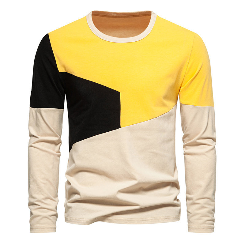 Herr t-shirt med lång ärm rund hals höst vinter stil mode_voghion.com
